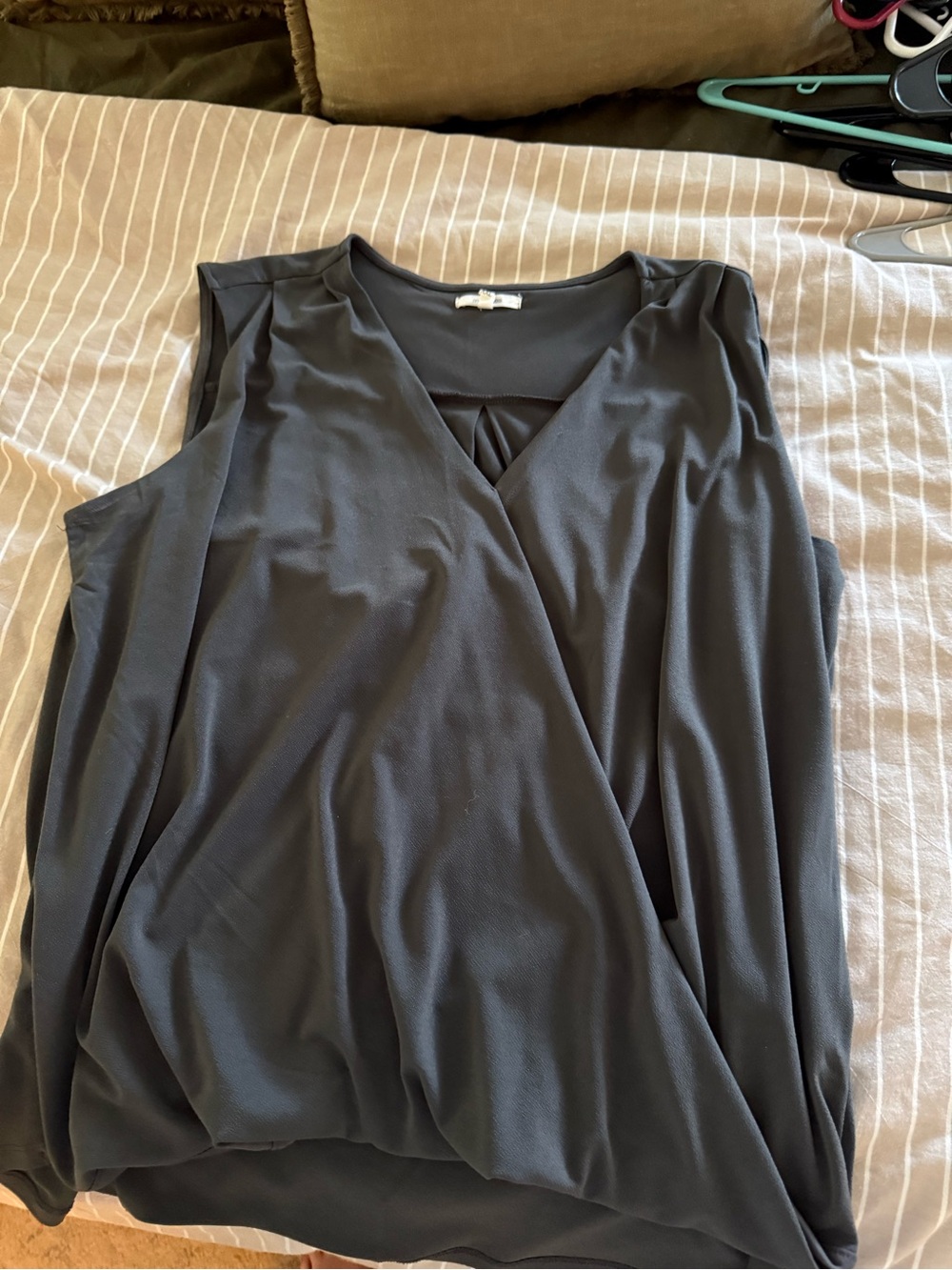 Sleeveless Black Wrap-Front Women's Top